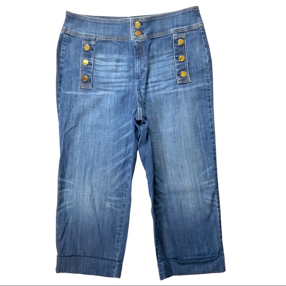 Chico’s The Platinum Crop sailor nautical style roll up hems size 2/M 12 - Picture 1 of 11